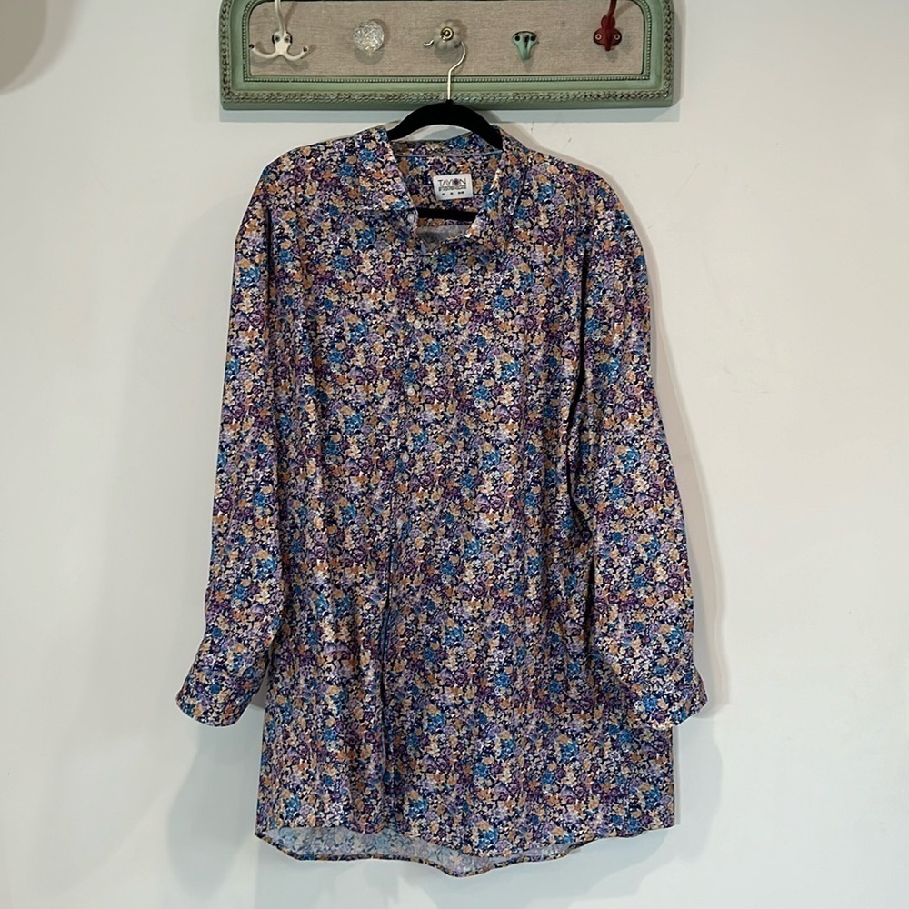 TAYION BY MONTEE HOLLAND MEN'S COTTON LONE SLEEVE SHIRT 4XL BIG & TALL FLORAL